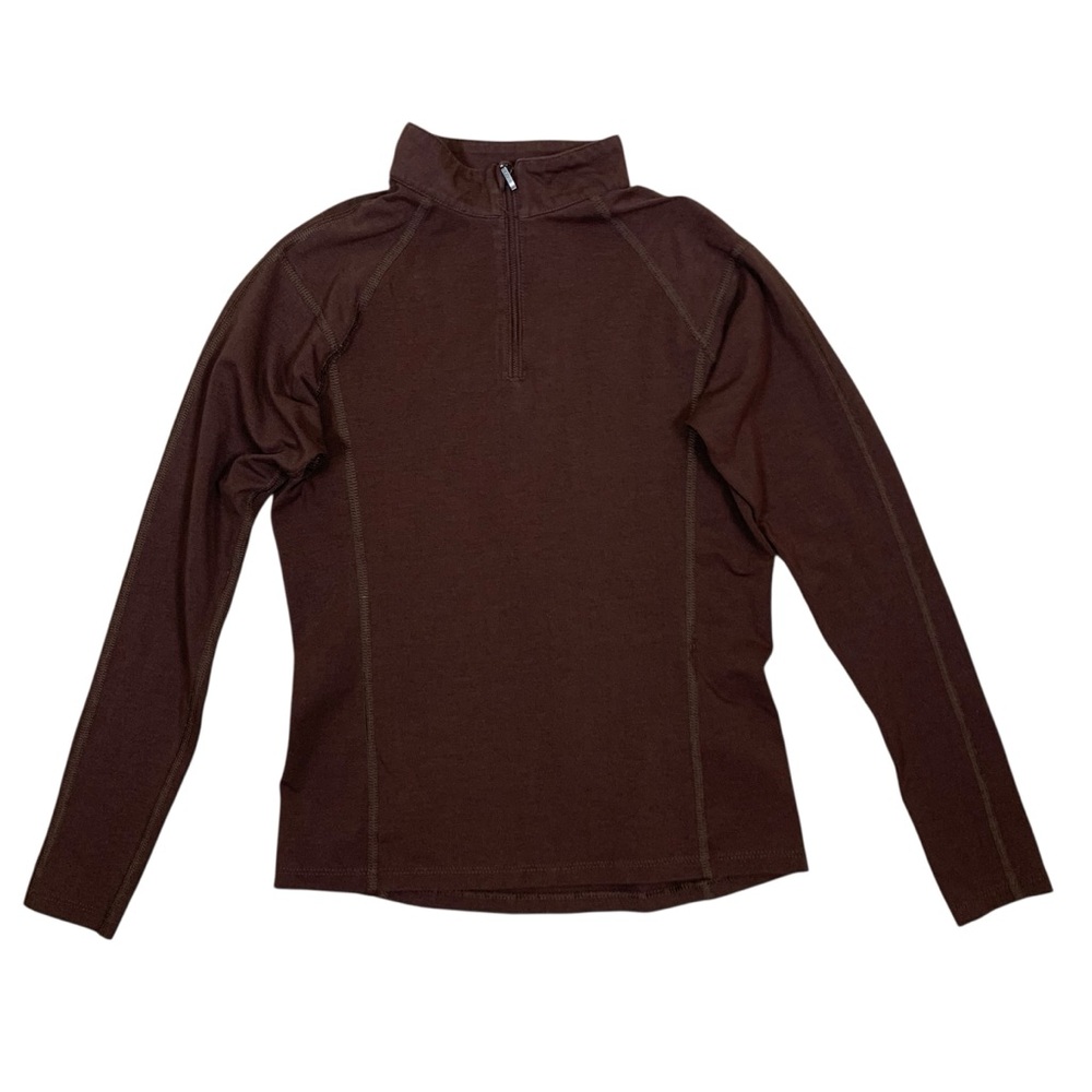 Riding Sport Brown Quarter Zip Long Sleeve Riding Active Top Womens M